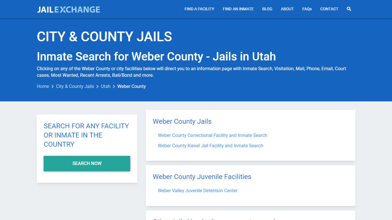 Inmate Search for Weber County | Jails in Utah - Jail Exchange